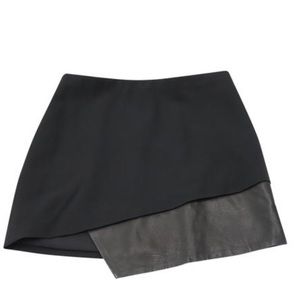 Alice + Olivia Leather Panel Black Skirt
